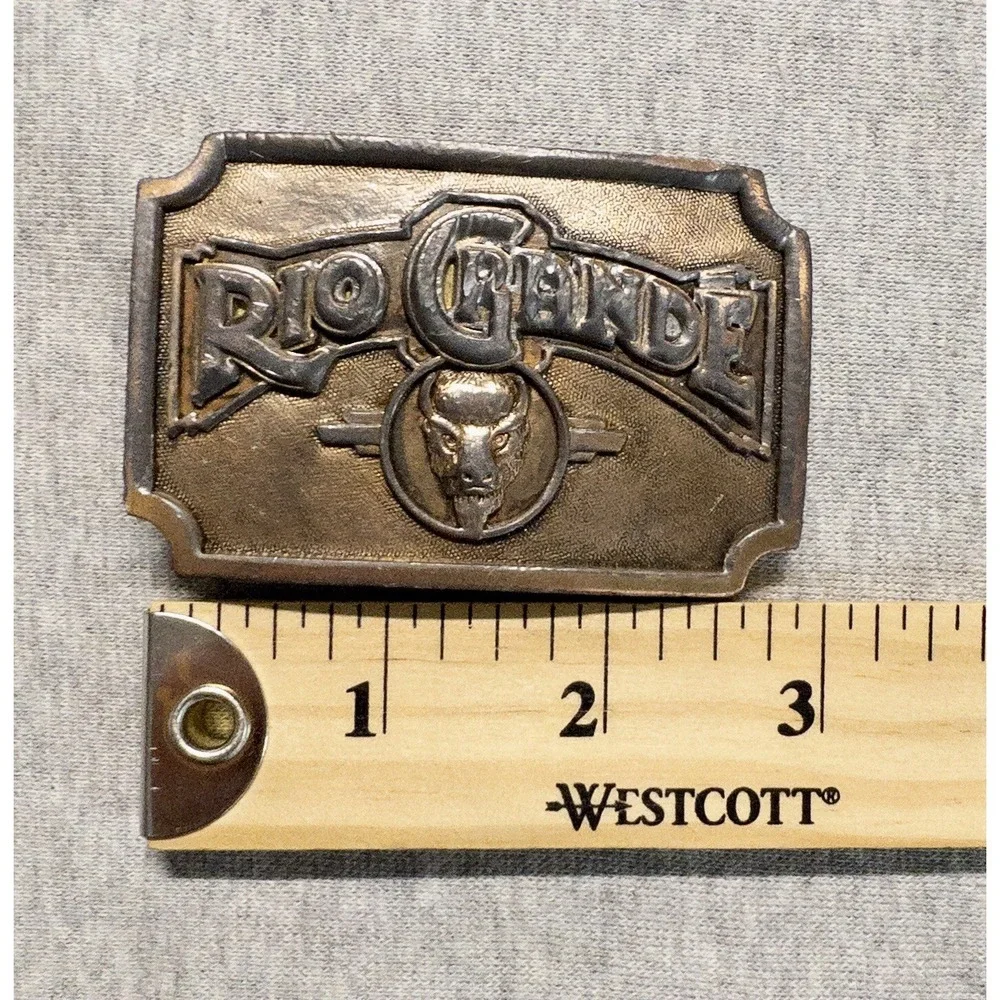 Vtg Humphrey Leather Goods Brass Mens Belt Buckle RIO GRANDE 3